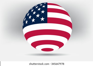 United States flag icon.Sphere with american flag.Vector illustration.