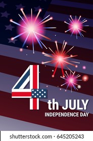 United States Flag Independence Day Holiday 4 July Banner Flat Vector Illustration