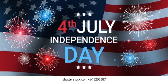 United States Flag Independence Day Holiday 4 July Banner Flat Vector Illustration