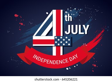 United States Flag Independence Day Holiday 4 July Banner Flat Vector Illustration