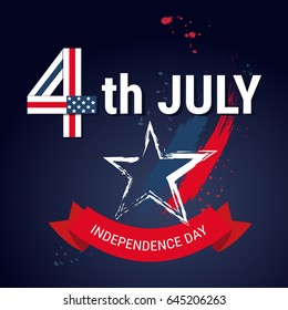 United States Flag Independence Day Holiday 4 July Banner Flat Vector Illustration