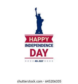 United States Flag Independence Day Holiday 4 July Banner Retro Greeting Card Flat Vector Illustration