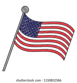 United States flag isolated scribble