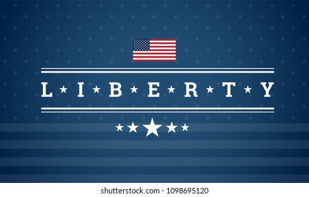 United States flag and Liberty background vector patriotic illustration for the USA national holidays and events