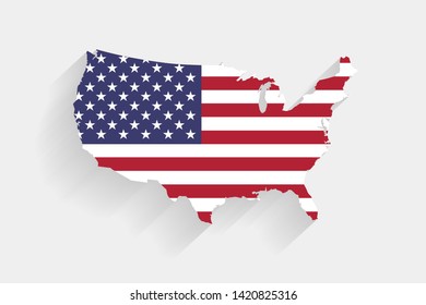 United States flag map on gray background, vector, illustration, eps 10 file