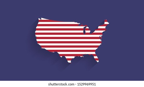 United States flag map on blue background, vector, illustration, eps 10 file