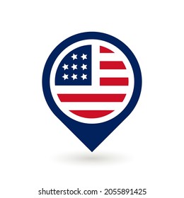 United States Flag in Map Pin icon design