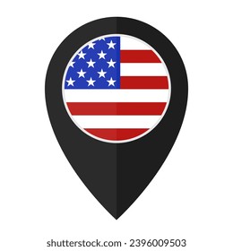 United States flag map pin icon. Vector.