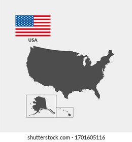 United states flag and map. Vector illustration on gray background