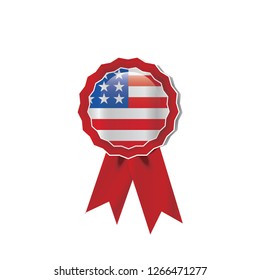 United States flag medal vector design.  Realistic 3D red color