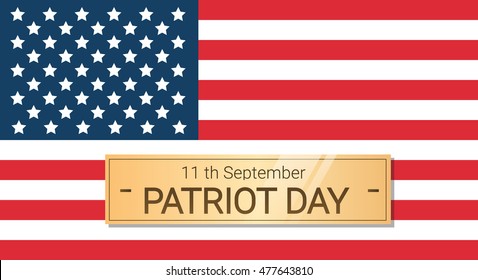 United States Flag National USA Patriot Day Banner Flat Vector Illustration