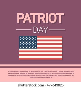 United States Flag National USA Patriot Day Banner Flat Vector Illustration