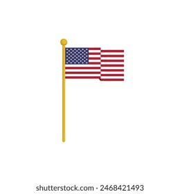 United States flag on flagpole - vector illustration	