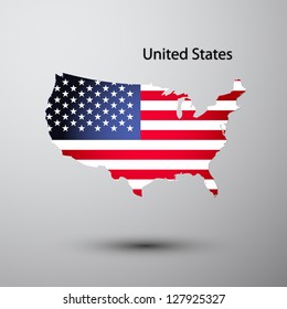 United States Flag On Map Of Country