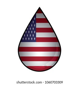 The United States flag painted on 3D water drop