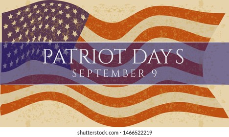 United states flag. patriot day background. september 9, american flag fluttering. waving flag. vector illustration element