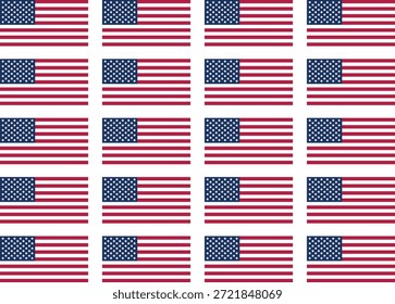 Patrón de bandera de Estados Unidos en estilo de Vector plano limpio. Repetir símbolos nacionales para fondos, diseños e infografías. Diseño de Profesionales para uso editorial, de Web y de impresión.