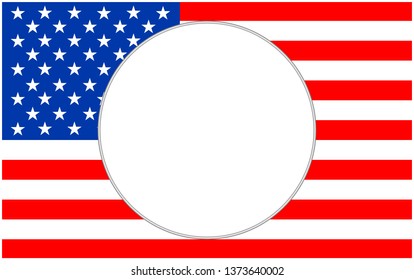 United States flag with round empty space for text.	

