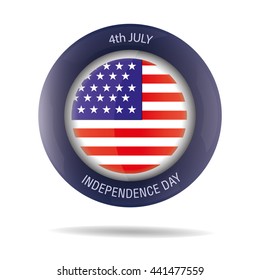 United States flag round icon. Independence Day USA. Vector. EPS10