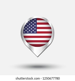 United states Flag Round Pin Icon. Vector icon.