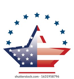 united states flag in shape star vector illustration design