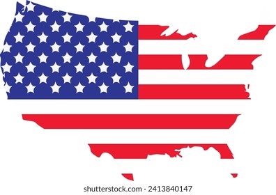 The United States flag is shaped according to the regional map