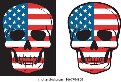 United States Flag Skull (American design, patriotic illustration)