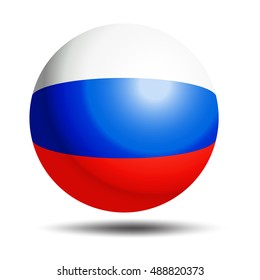 United States Flag sphere Button. Circle button of Russia flag on isolated background. Russia flag vector illustration