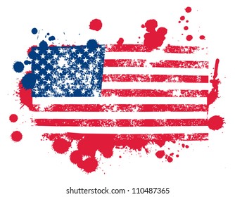 united states flag splattered paint