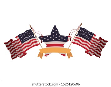 united states flag with star isolated icon vector illustration design