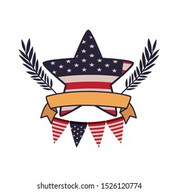 united states flag with star isolated icon vector illustration design