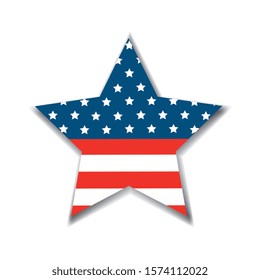 united states flag in star shape vector illustration design