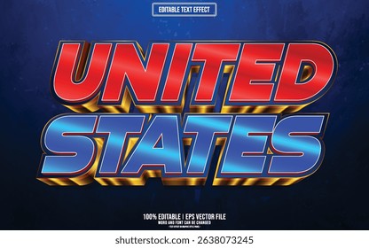 United States flag style 3D editable text effect