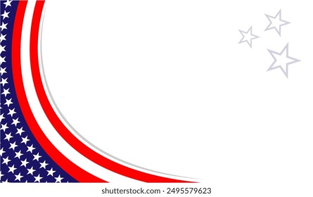 United States flag symbols border wave corner with white empty space for text vector design template.	
