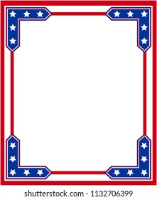 United States flag symbols Patriotic border frame with empty space for your text, photo design template blank