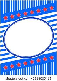 United States flag symbols stars and stripes oval frame with empty space for text.	
