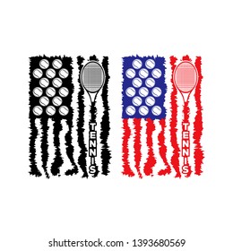 United States  Flag  with Tennis