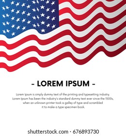 United States flag with text. Template. Vector