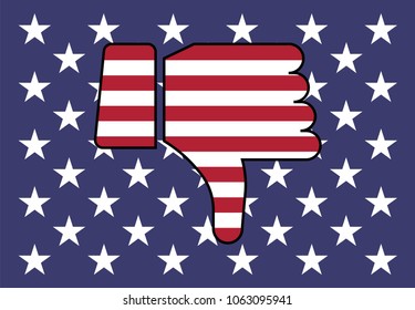 United States flag thumbs down vector