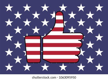 United States flag thumbs up vector