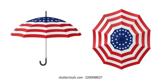 United States flag umbrella - vector illustration isolated on white background