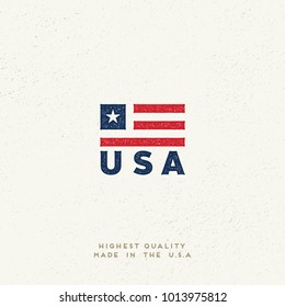 United states flag. USA logo. Ink stamp designs. Vintage textured sign. Made in the USA.