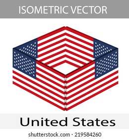 United States Flag  ,Vector illustration, 3D  Isometric   