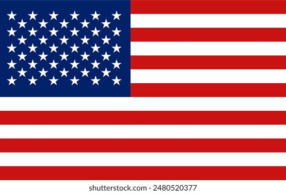 United States Flag Vector Illustration, American flag, flat layout.