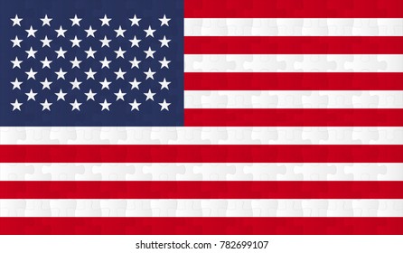 United States Flag. Vector image of United States Flag 144 pieces of jigsaw puzzles Vector eps 10 illustration.