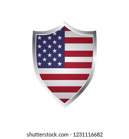 United States Flag Vector Shield Icon - Illustration