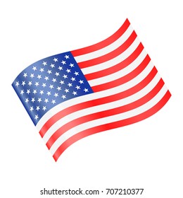 United States Flag Vector Waving Icon - Illustration