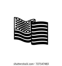 united states flag waving in black silhouette vector illustration