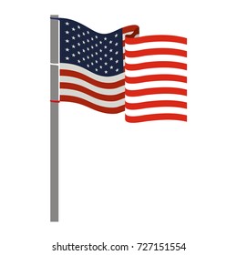 united states flag waving in colorful silhouette vector illustration