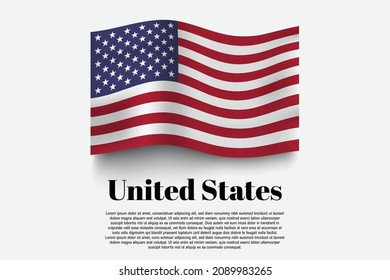 United States flag waving form on gray background. Vector illustration.